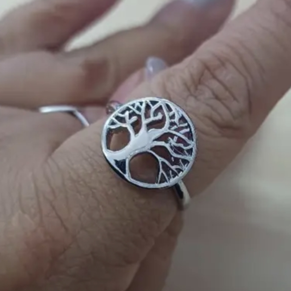 Silver Hallow Tree Of Life Ring 0.7" - Picture 4 of 6